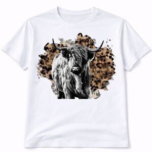 Highland Cow Western Graphic T Shirt Trendy Boutique Style Tee Womens White